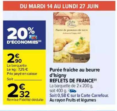 purée fraîche au beurre d'isigny reflets de france