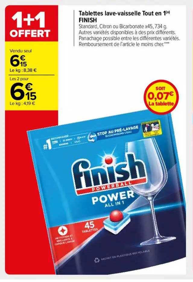 tablette lave-vaisselle tout en 1 finish