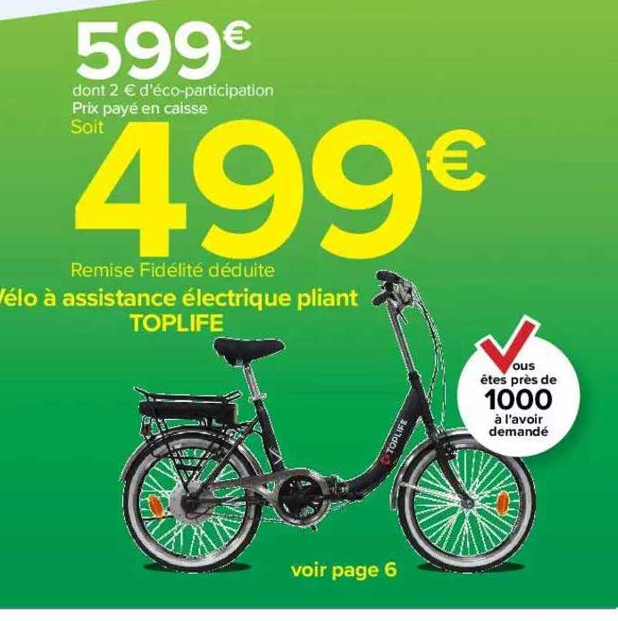 vélo à assistance électrique pliant toplife