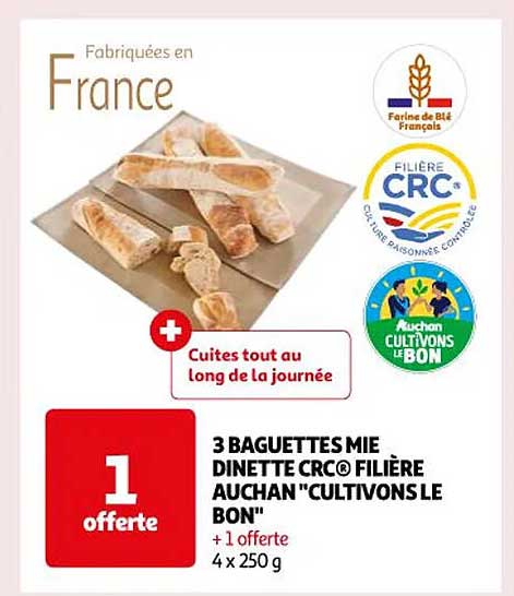 3 baguettes mie dinette crc filière auchan "cultivons le bon"