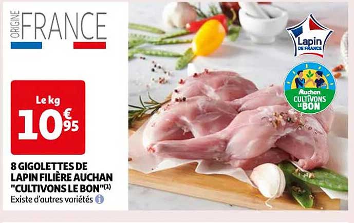 8 gigolettes de lapin filière auchan "cultivons le bon"