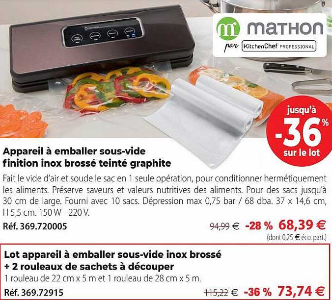 appareil à emballer sous-vide finition inox brossé teinté graphite mathon