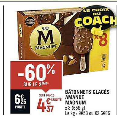 Bâtonnets Glacés Amande Magnum