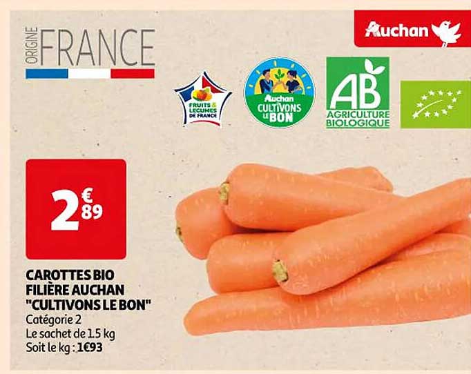 carottes bio filière auchan "cultivons le bon"