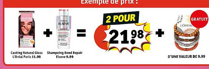 casting natural gloss l'oréal paris + shampoing bond repair elsève