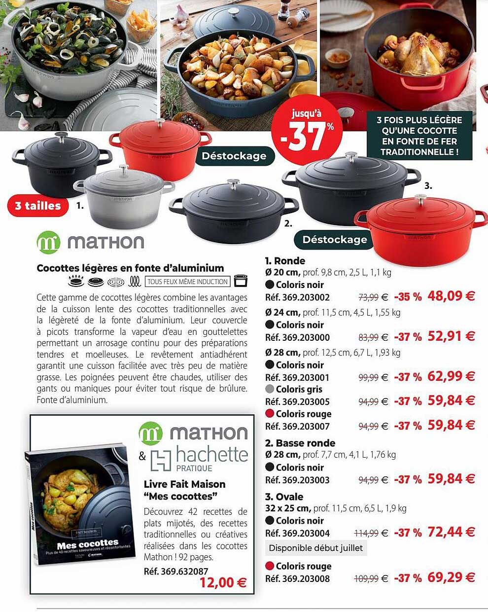 cocottes légères en fonte d'aluminium, livre fait maison "mes cocottes"
