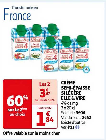 crème semi-épaisse si légère elle & vire