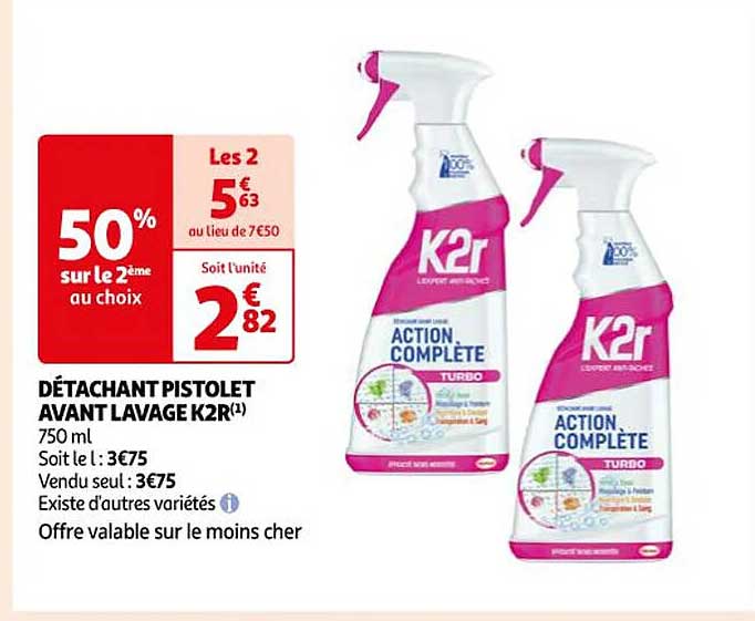 détachant pistolet avant lavage k2r