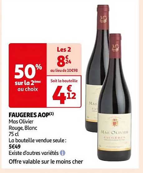 faugères aop mas olivier rouge, blanc