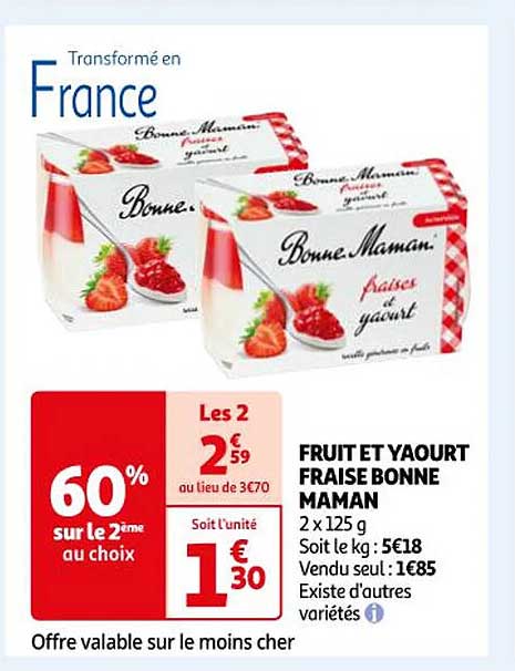 fruit et yaourt fraise bonne maman