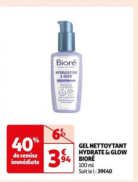 gel nettoyant hydrate & glow bioré