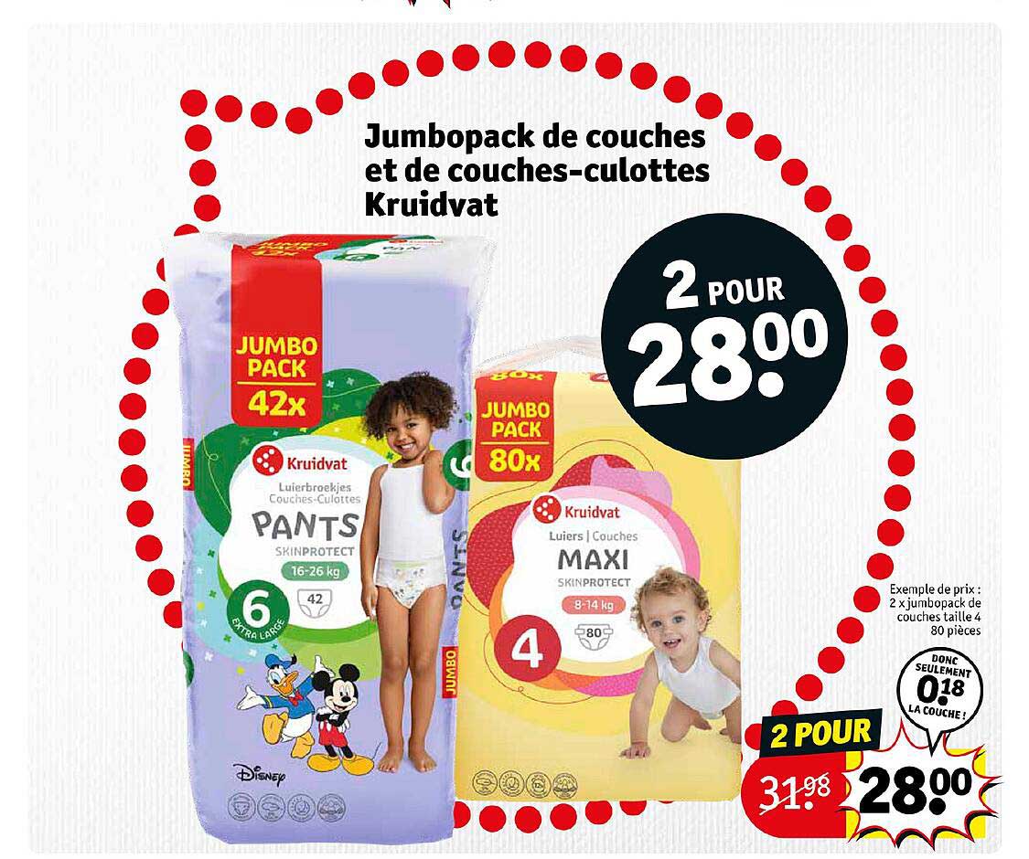 jumbopack de couches et de couches-culottes kruidvat