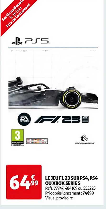 le jeu f1 23 sur ps4, ps4 ou xbox série s
