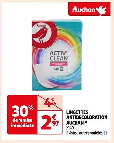 lingettes anti décoloration auchan