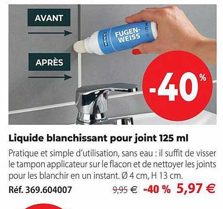 liquide blanchissant pour joint 125ml