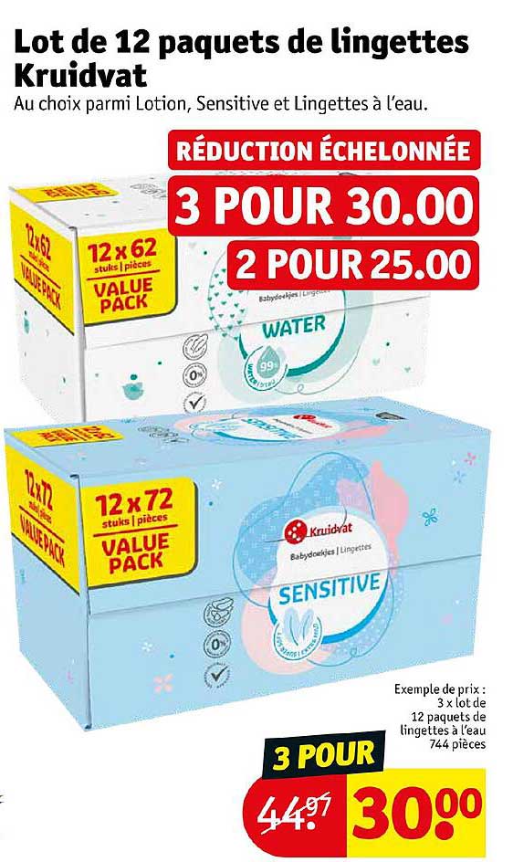 lot de 12 paquets de lingettes kruidvat
