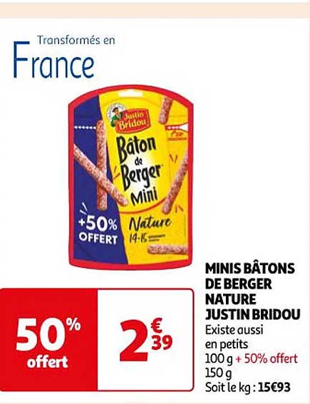 minis bâtons de berger nature justin bridou