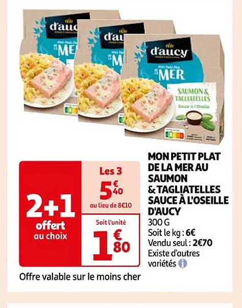 mon petit plat de la mer au saumon & tagliatelles sauce à l'oseille d'aucy