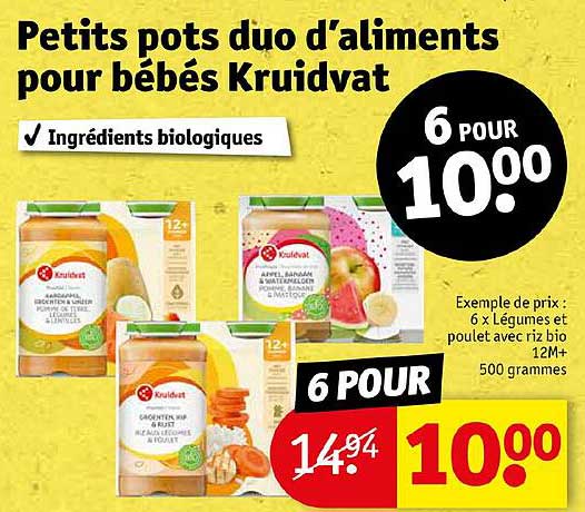 petits pots duo d'aliments pour bébés kruidvat