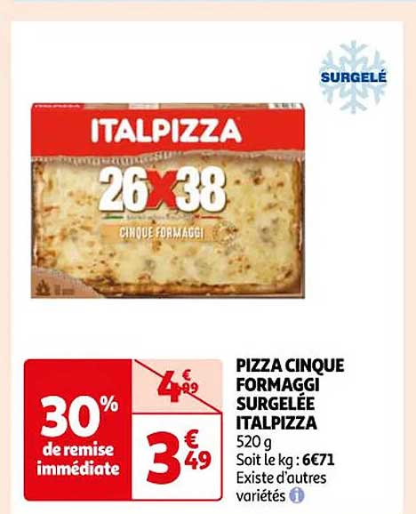 pizza cinque formaggi surgelée italpizza