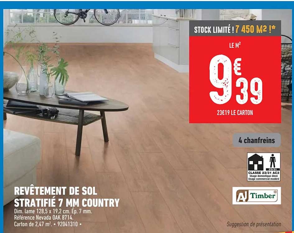 revêtement de sol stratifié 7mm country