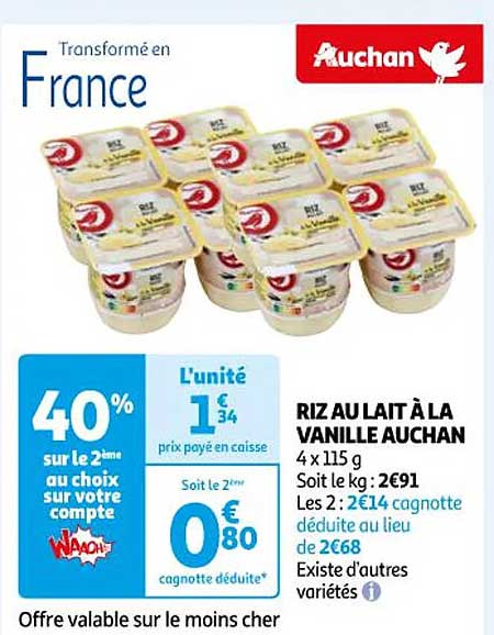 Riz Au Lait à La Vanille Auchan