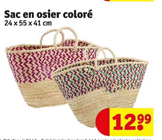sac en osier coloré