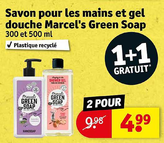 savon pour les mains et gel douche marcel's green soap