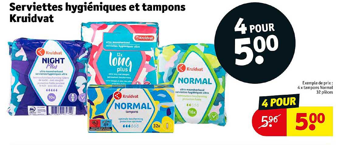 serviettes hygiéniques et tampons kruidvat
