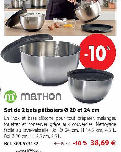 set de 2 bols pâtissiers ø20 et 24 cm