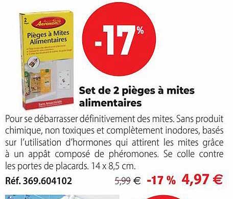 set de 2 pièges à mites alimentaires