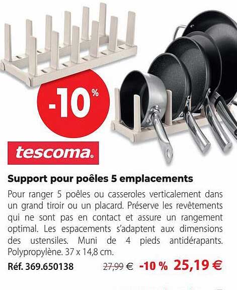 support pour poêles 5 emplacements tescoma