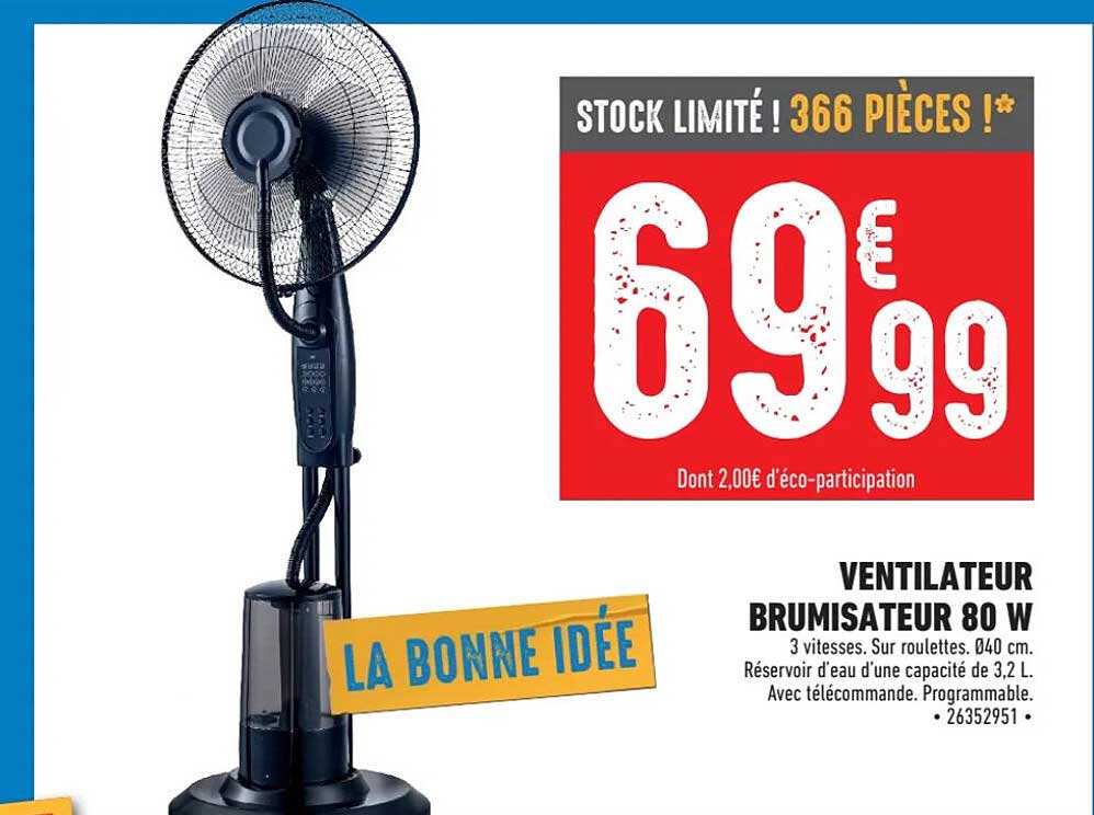ventilateur brumisateur 80w