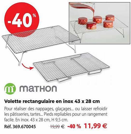 volette rectangulaire en inox 43 x 28 cm mathon