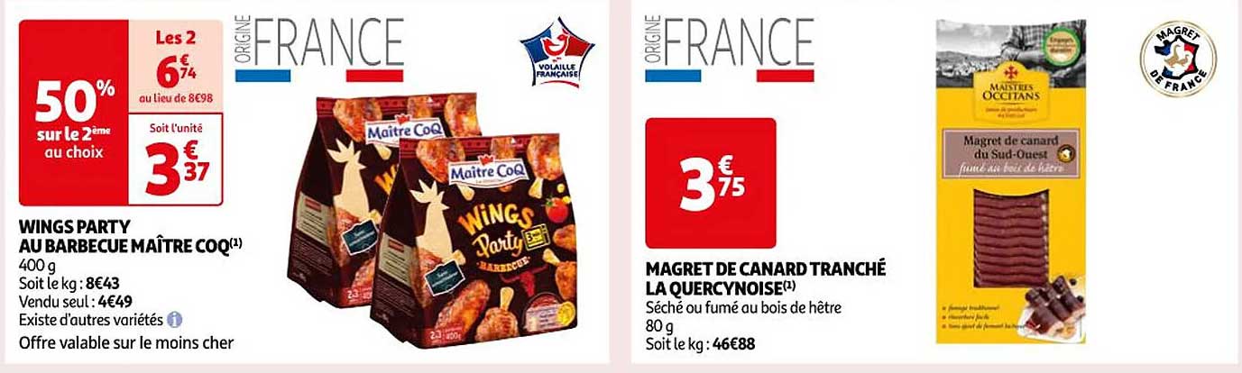 wings party au barbecue maître coq, magret de canard tranché la quercynoise