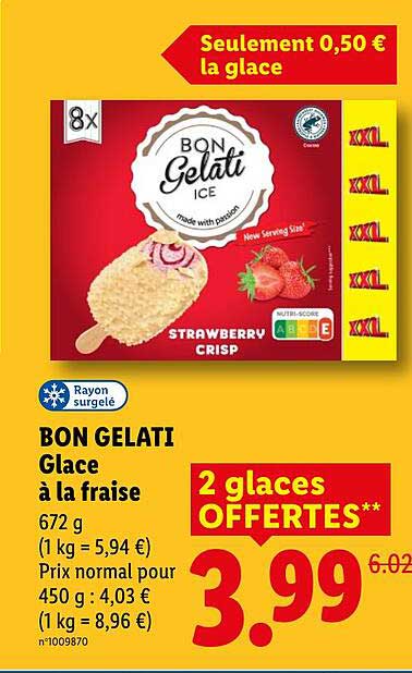 BON GELATI Glace à la fraise