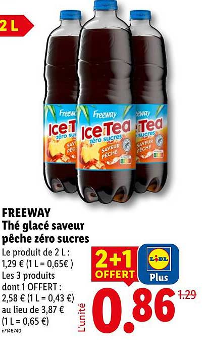 FREEWAY Thé glacé saveur pêche zéro sucres