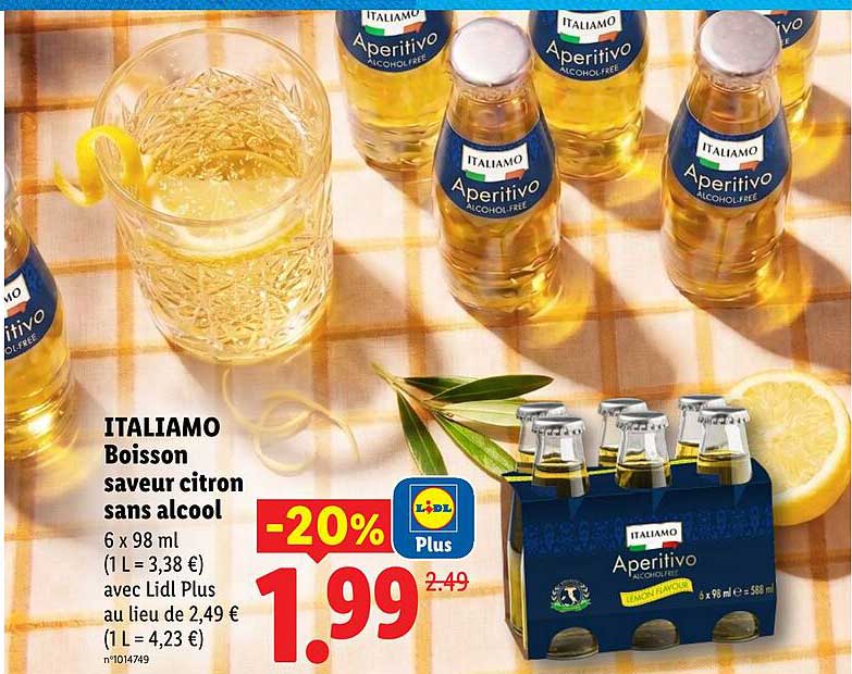 ITALIAMO Boisson saveur citron sans alcool