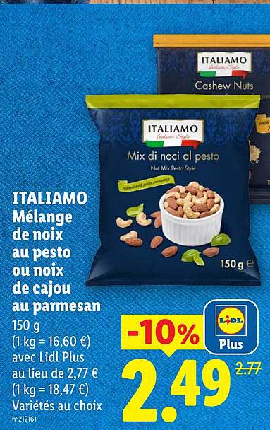 ITALIAMO Mélange de noix au pesto ou noix de cajou au parmesan