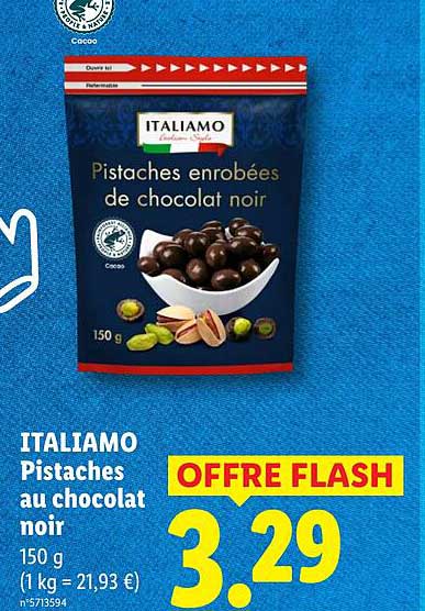 ITALIAMO Pistaches enrobées de chocolat noir