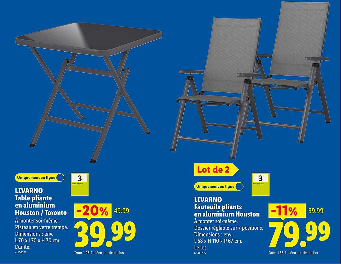 LIVARNO Table pliante en aluminium Houston / Toronto