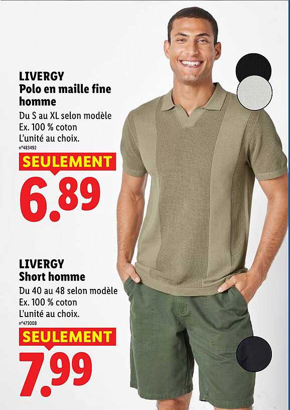 LIVERGY Polo en maille fine homme