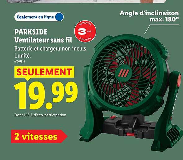 PARKSIDE Ventilateur sans fil