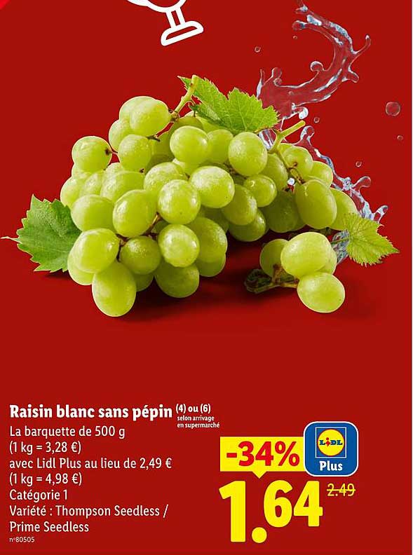 Raisin blanc sans pépin