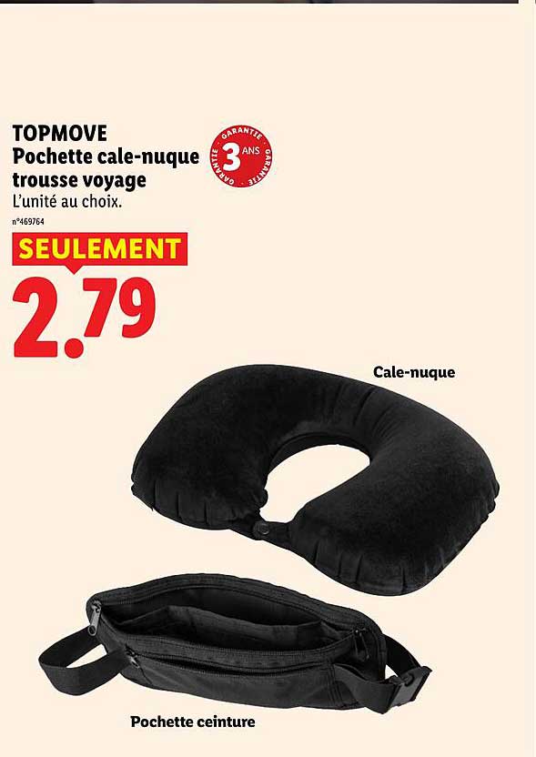 TOPMOVE Pochette cale-nuque trousse voyage