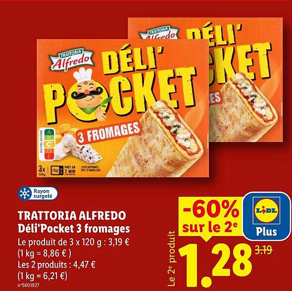 TRATTORIA ALFREDO Déli'Pocket 3 fromages