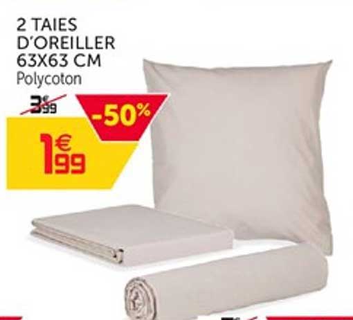 2 taies d'oreiller 63x63 cm