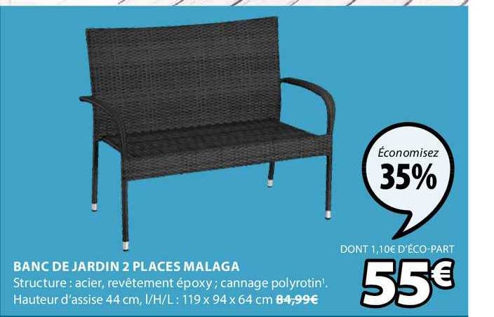 banc de jardin 2 places malaga