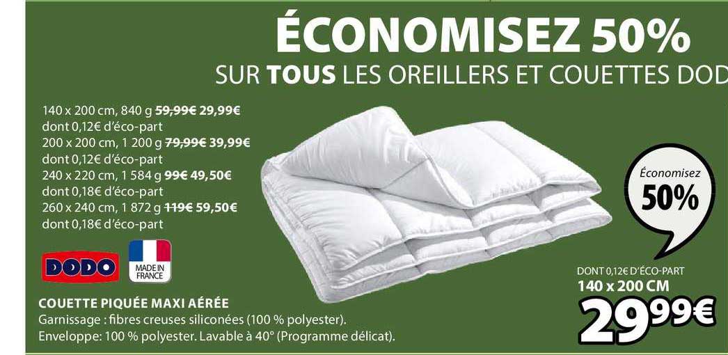 couette piquée maxi aérée dodo