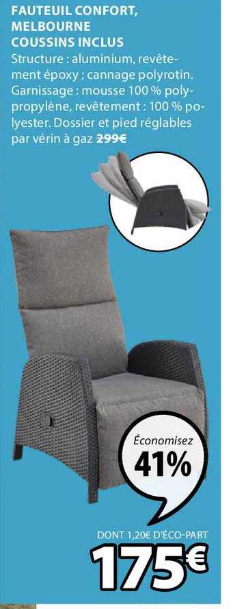 fauteuil confort melbourne coussins inclus